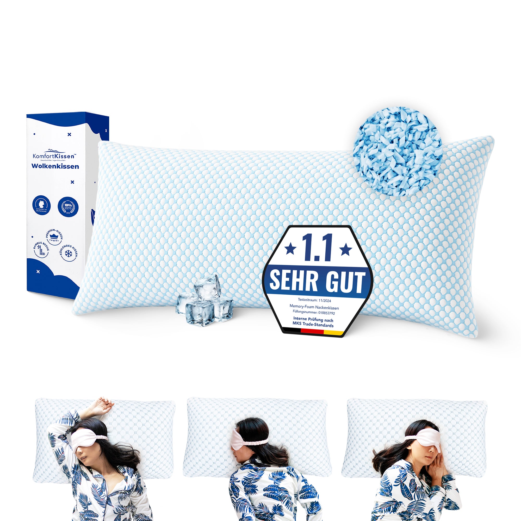 Wolkenkissen - Premium Memory Foam Kissen - Höhenverstellbares