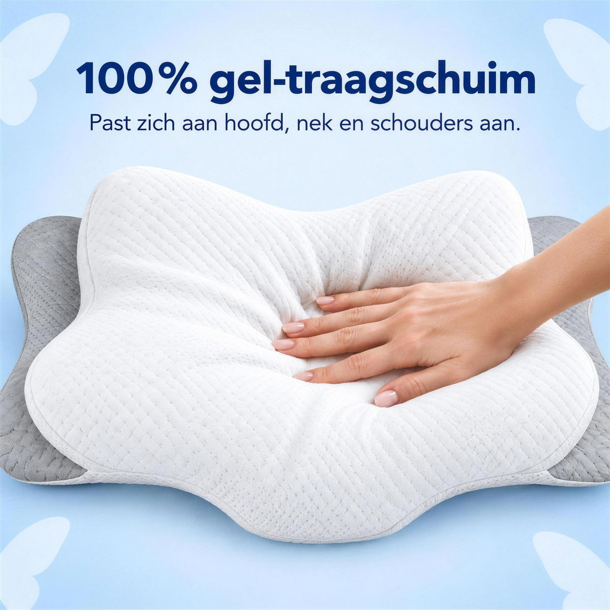 100% gel-traagschuim – past zich aan hoofd, nek en schouders aan