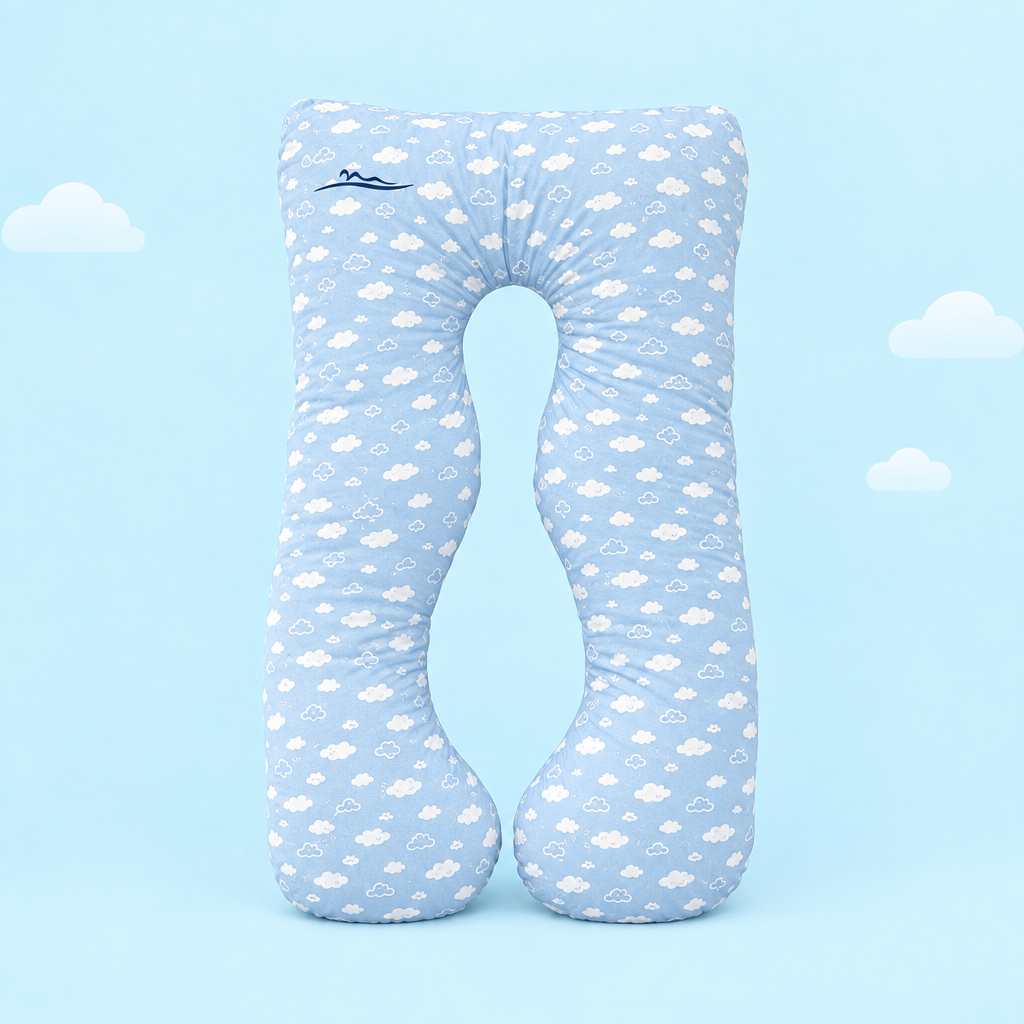 KomfortKissen Premium – ergonomisches U-förmiges Körperkissen 150x100 cm – Wolken (Clouds)