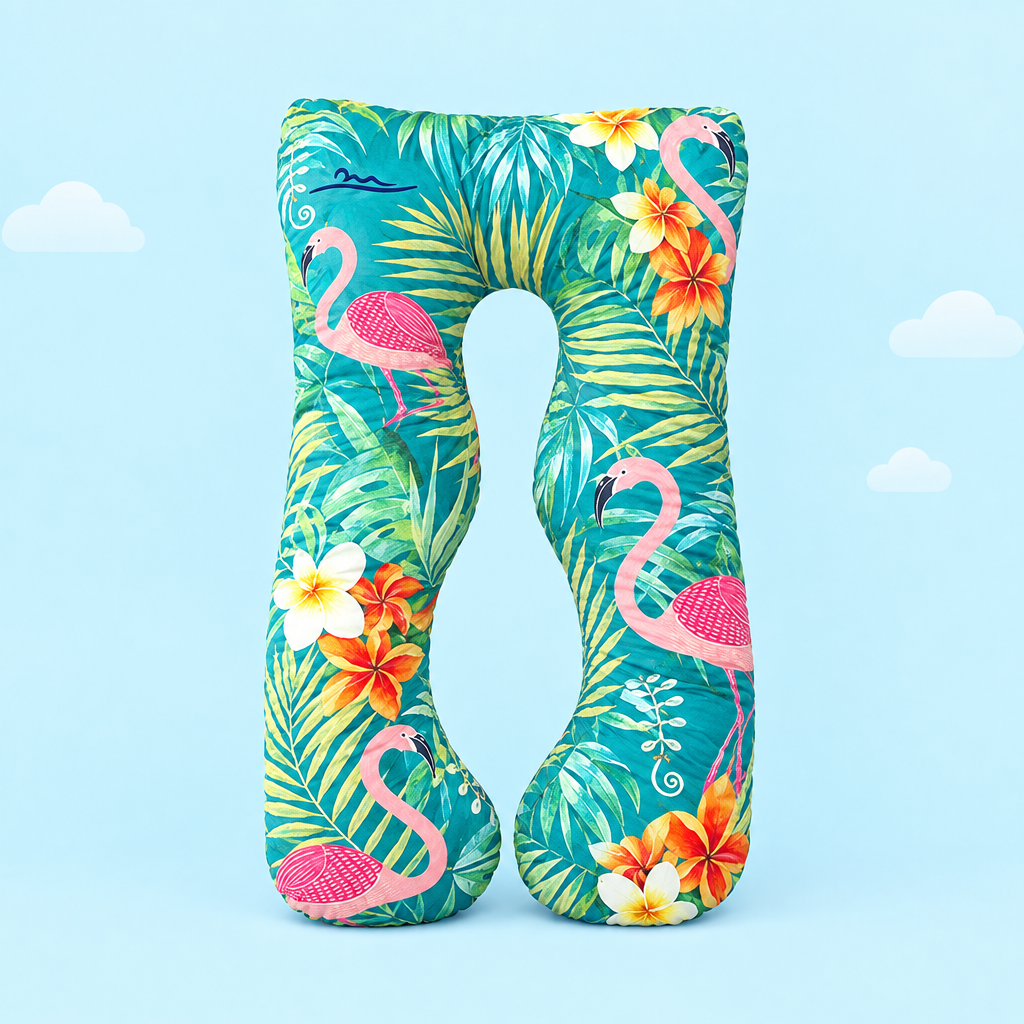KomfortKissen Premium – ergonomisches U-förmiges Körperkissen 150x100 cm – Flamingo