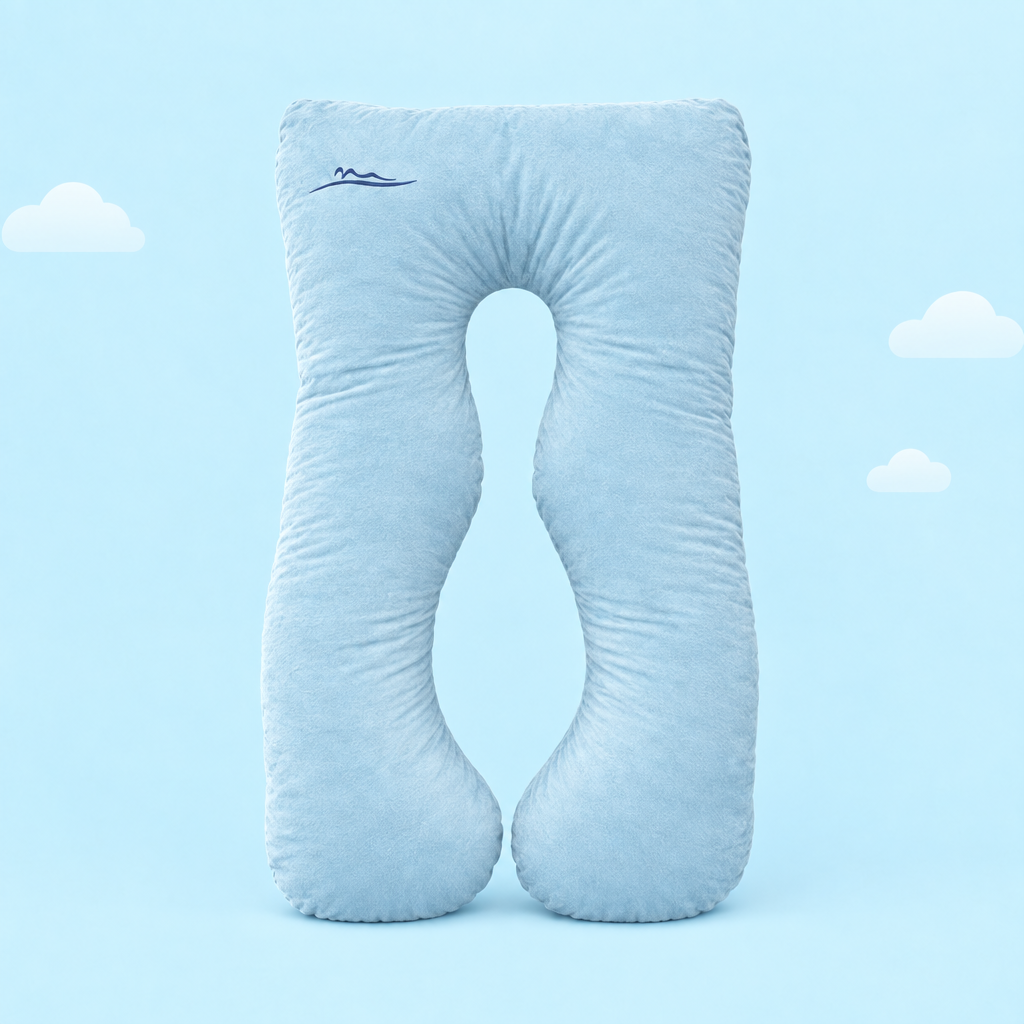 KomfortKissen Premium – ergonomisches U-förmiges Körperkissen 150x100 cm – Himmelblau