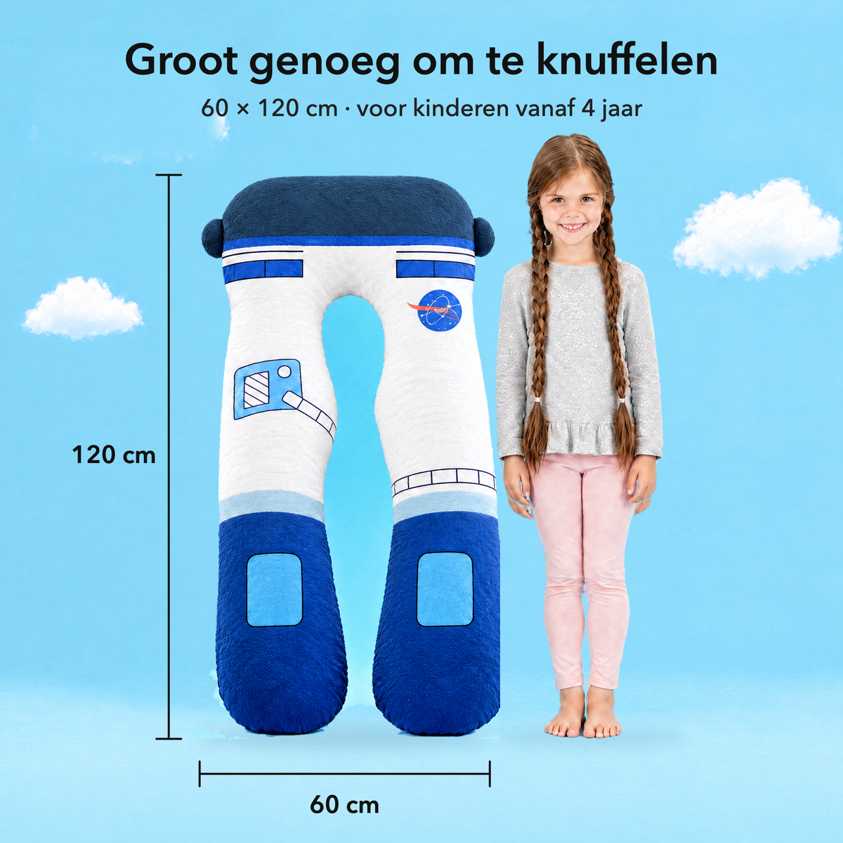 Astronaut – Maat 60 × 120 cm vergeleken met een kind
