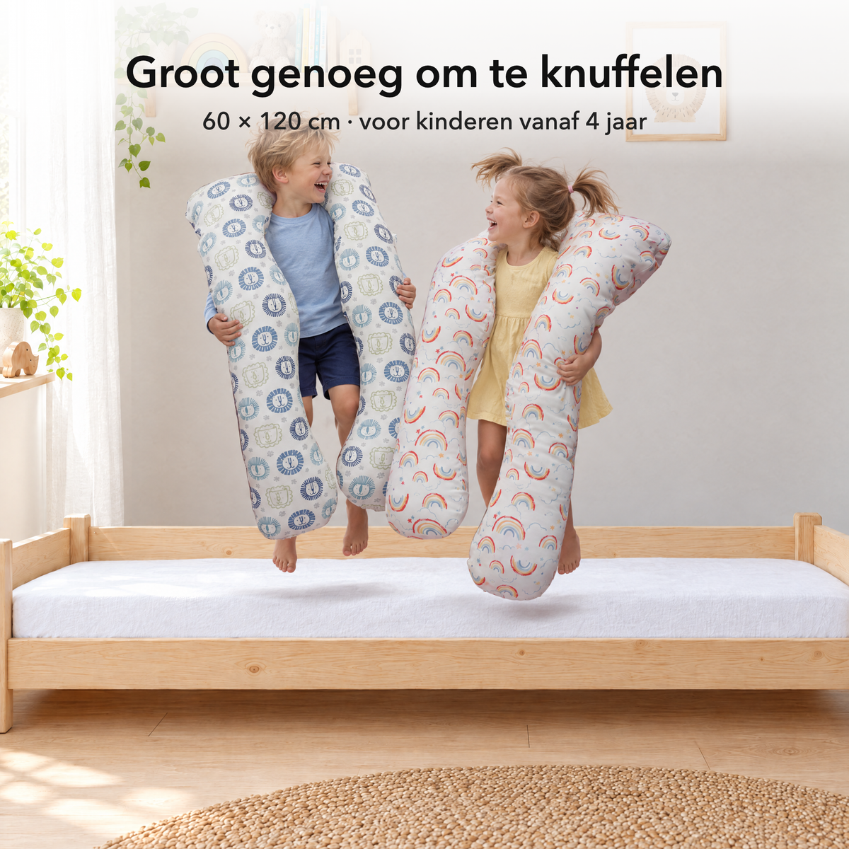 Leeuw – Maat 60 × 120 cm vergeleken met kinderen