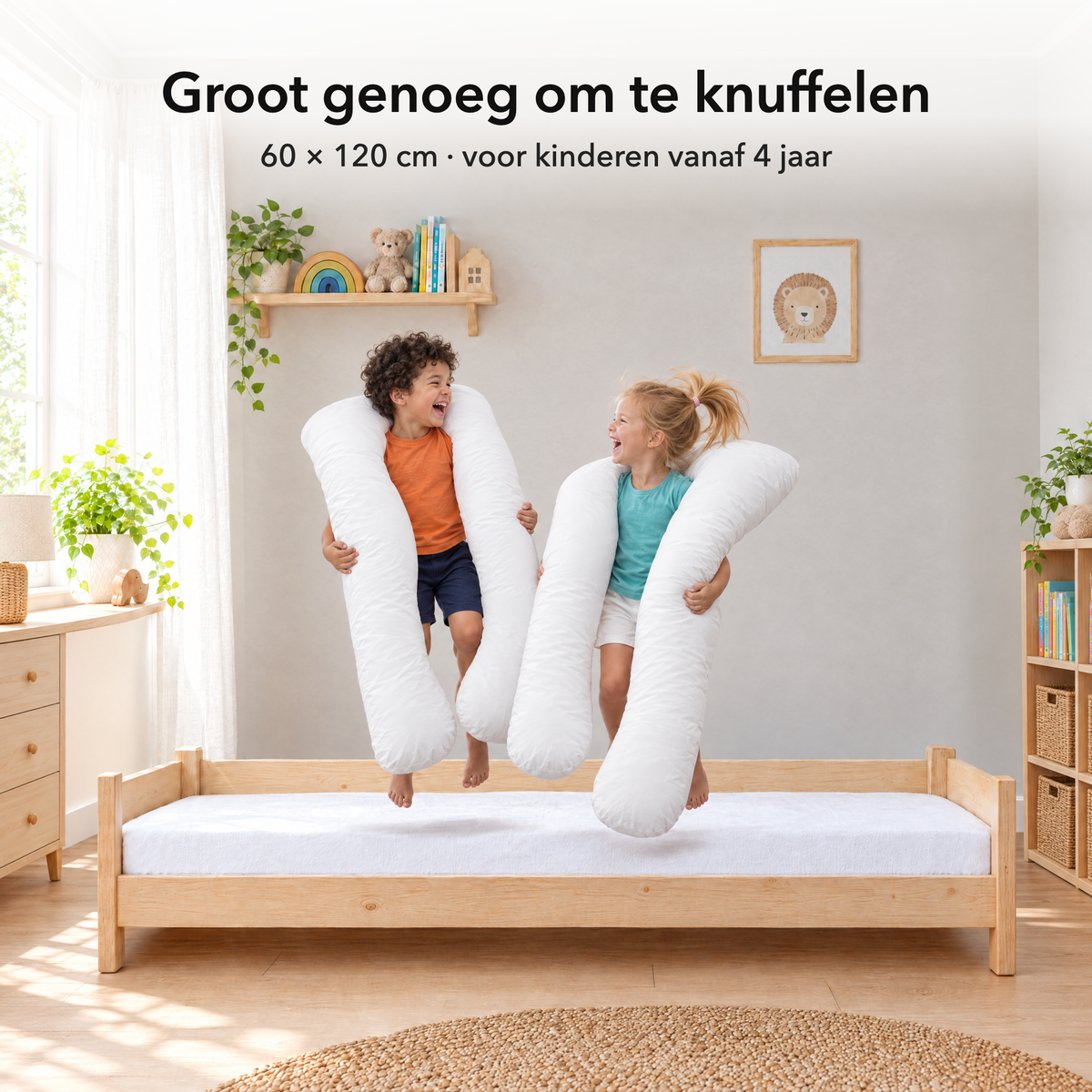 Wit – Maat 60 × 120 cm vergeleken met kinderen