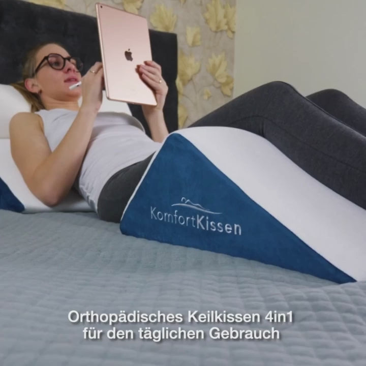 Ergonomisches 4-in-1 Keilkissen – Für Rücken, Beine, Knie & Nacken